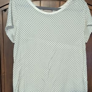 Banana Republic White & Black Polka Dot Short Sleeve Tee